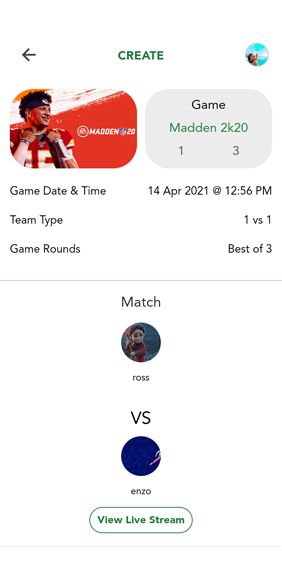 Live Streaming of 1vs1 bet